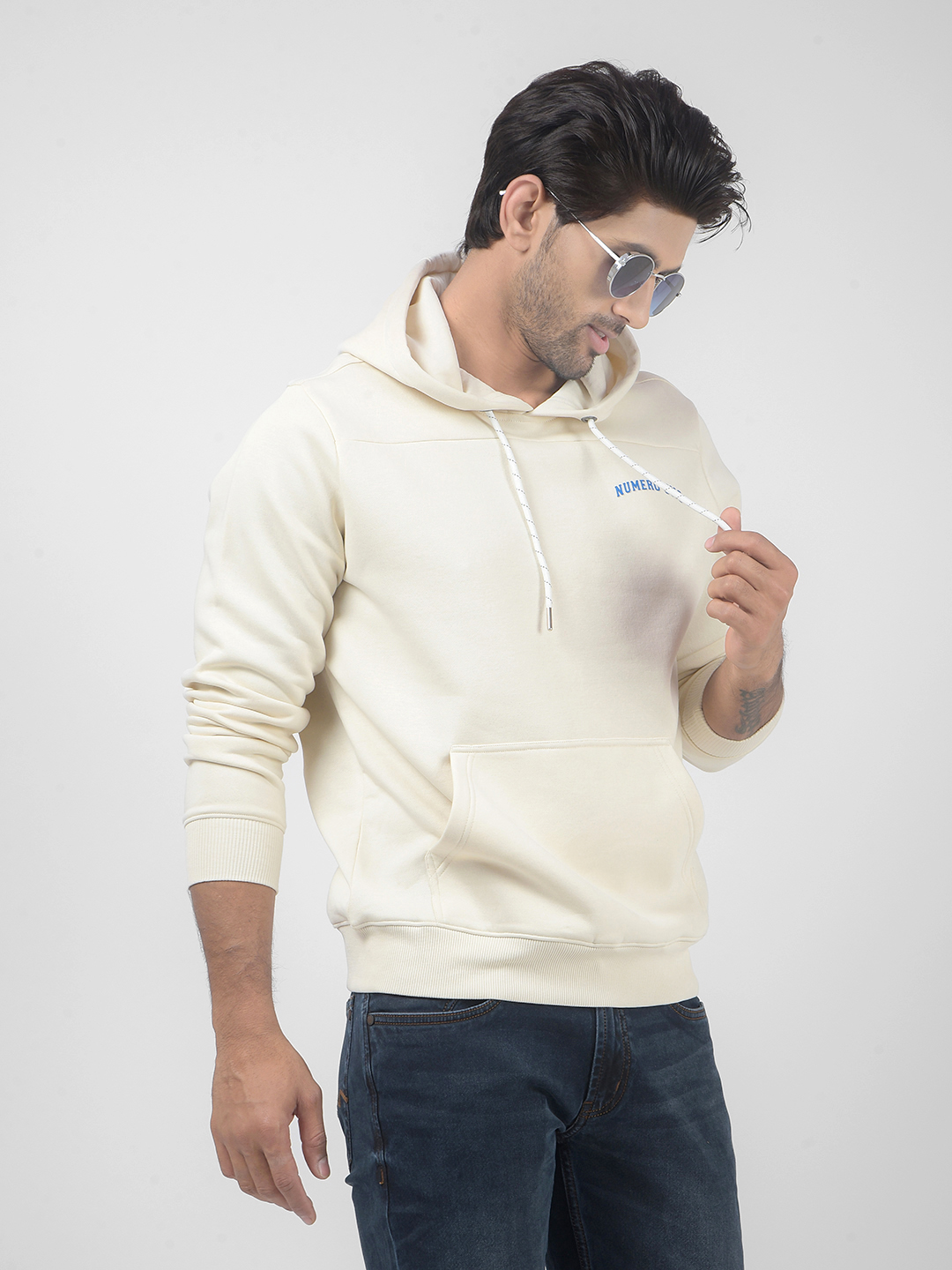 Numero Uno Men Abstract Cream Sweat Shirt